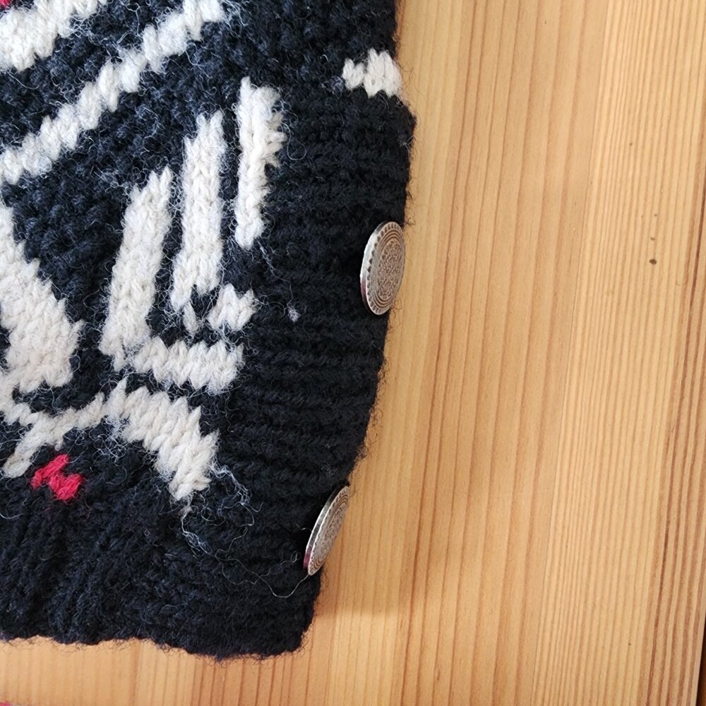 Vintage Jones New York Red Black White Wool Thick Turtleneck Oversized Sweater M - Picture 12 of 14